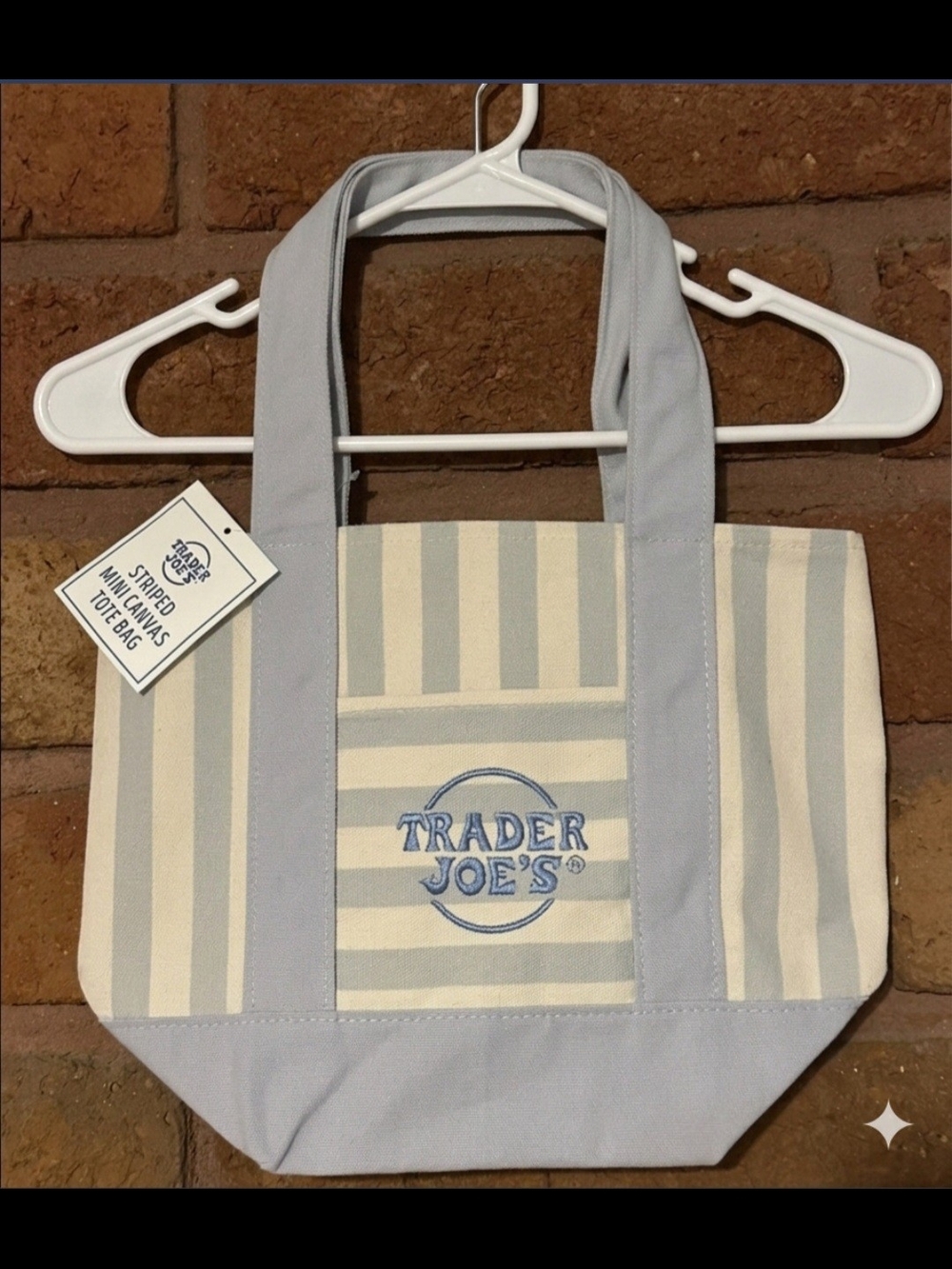 Trader Joe's Striped Mini Canvas Tote Bag